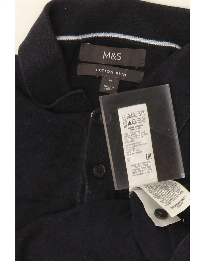 Męska koszulka polo Marks & Spencer, średnia, granatowa, bawełniana
