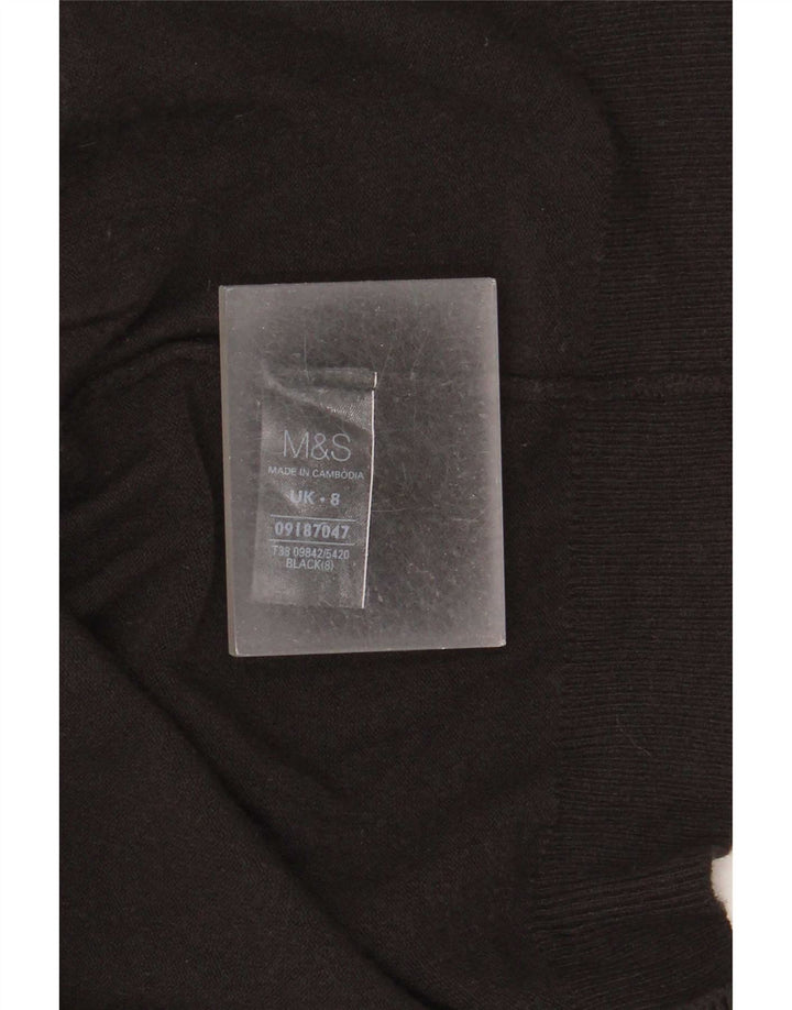 Marks & Spencer Damski sweter rozpinany o długim kroju, UK 8, mały, czarny