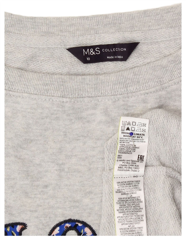 Marks & Spencer Damska bluza z grafiką, UK 10, mała, szara, nakrapiana