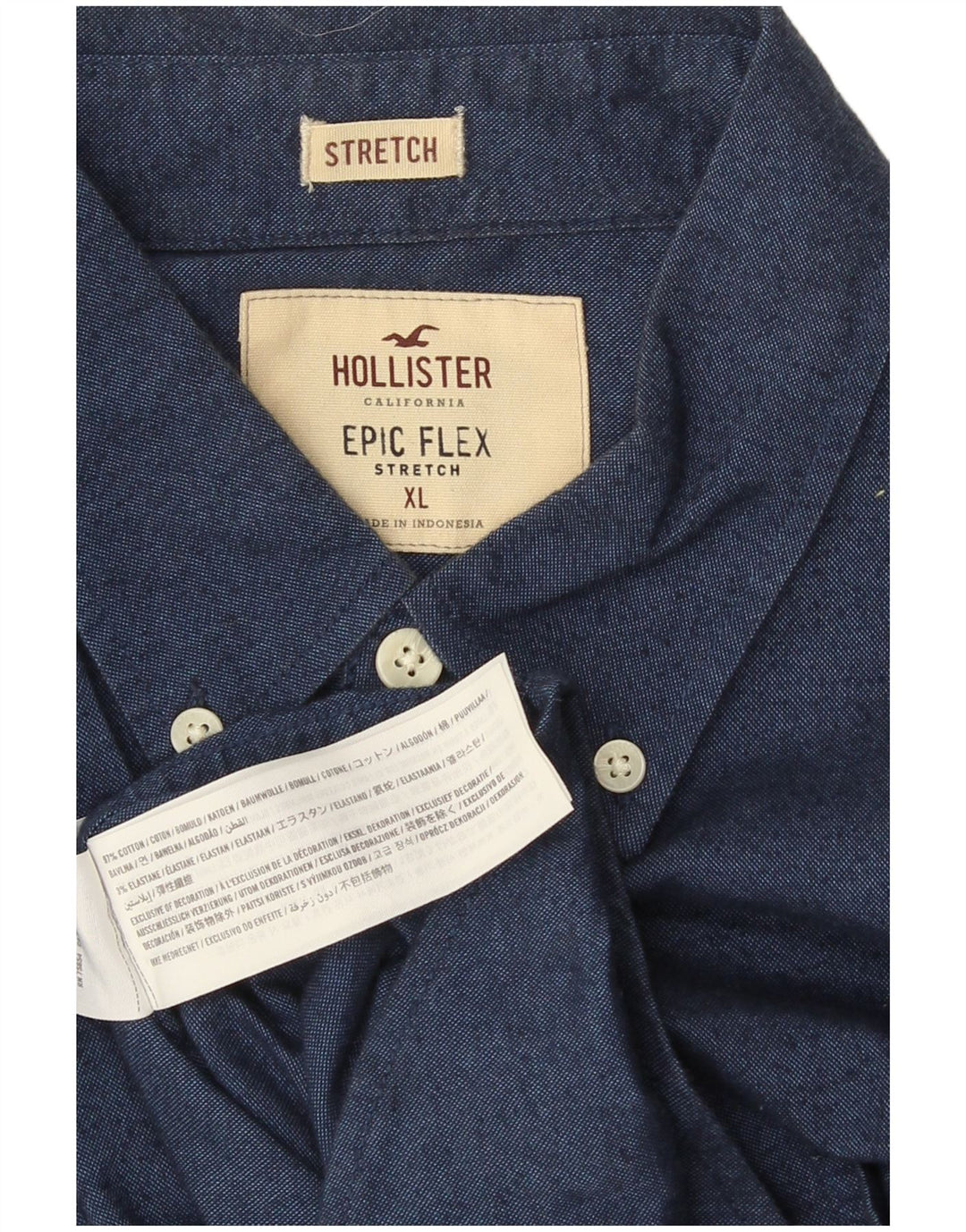 Koszula męska Hollister XL, niebieska, bawełniana