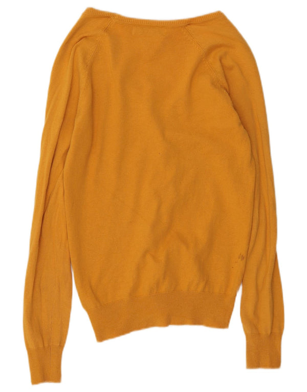 Damski sweter Zara z dekoltem w kształcie litery V, UK 16, duży, żółty, bawełniany