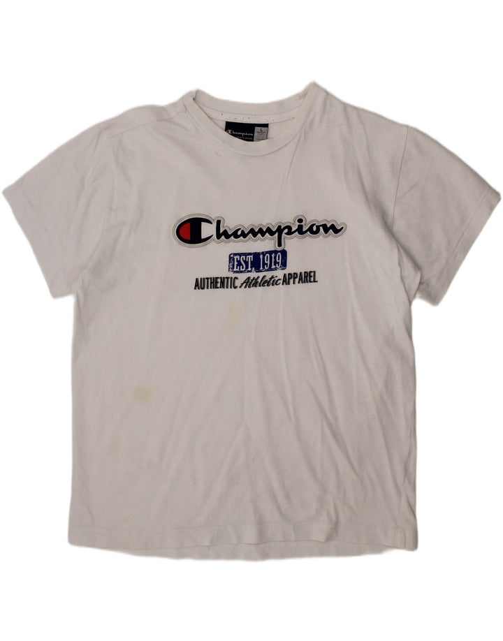 CHAMPION Boys Graphic T-Shirt Top 11-12 Years Large  White