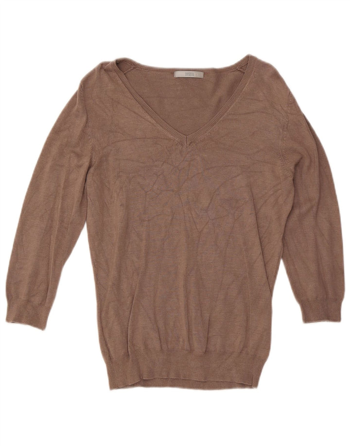 Sweter damski Marks & Spencer z dekoltem w kształcie litery V, UK 12, średniobrązowy, wiskoza