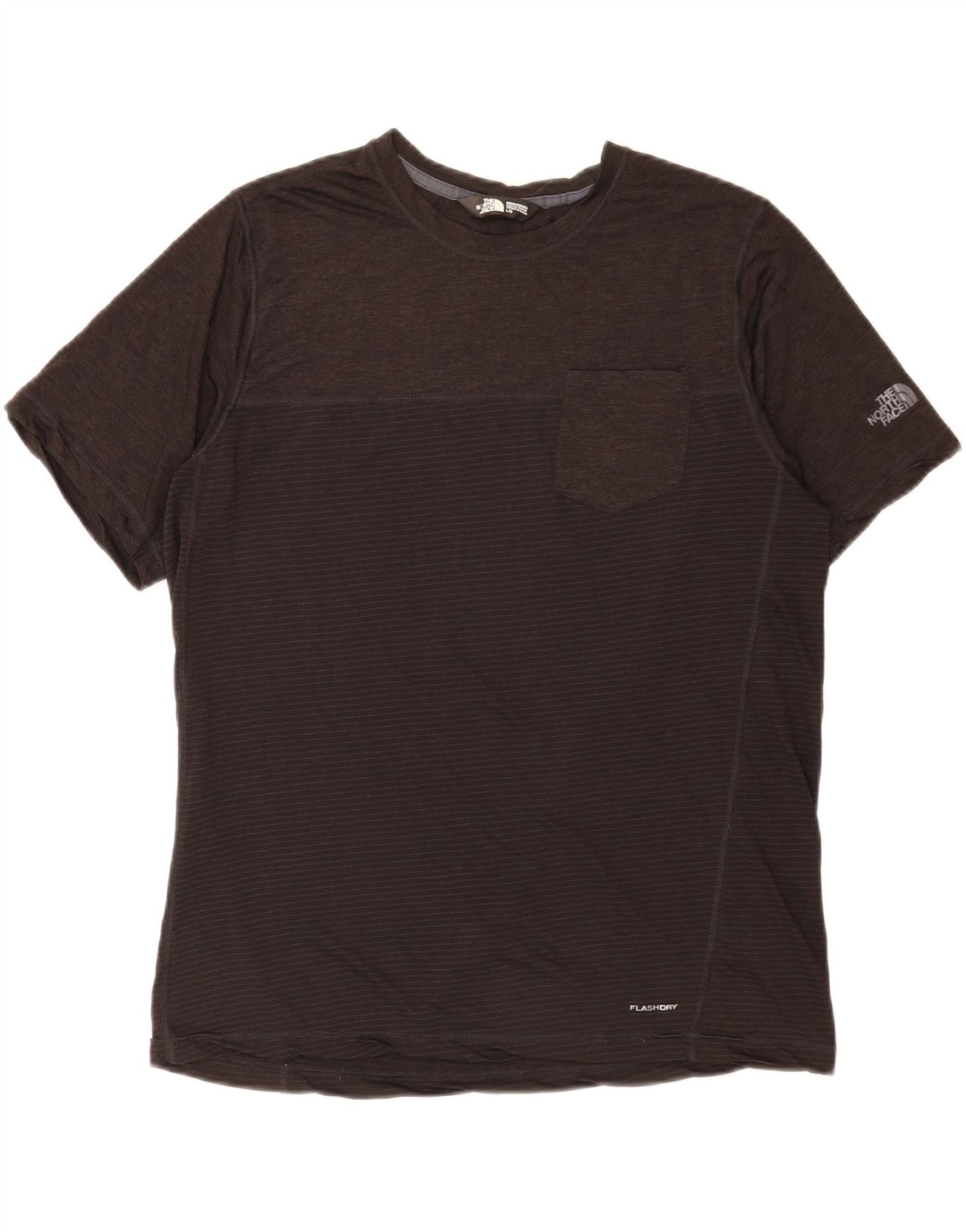 T-shirt męski The North Face, duży, szary, poliestrowy w prążki