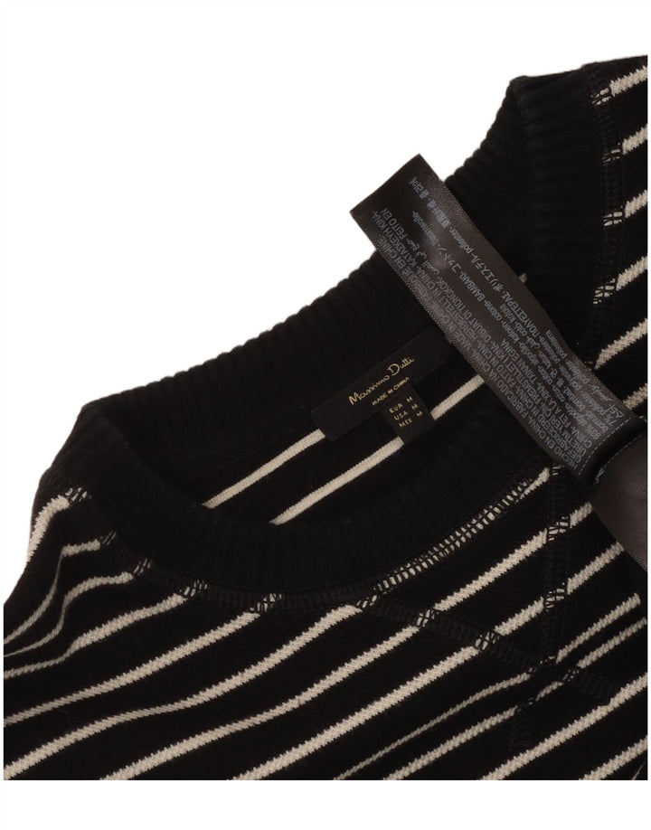 Damski top Massimo Dutti z długim rękawem, UK 14, średni, czarny, bawełniany w paski