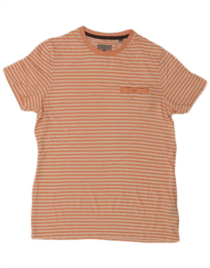 Ted Baker Męski T-shirt, rozmiar 3, średni, pomarańczowy, bawełniany w paski