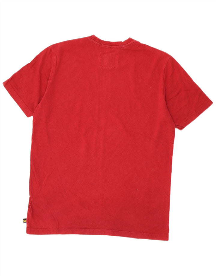 Męski T-shirt z grafiką CAT, mały, czerwony, bawełniany