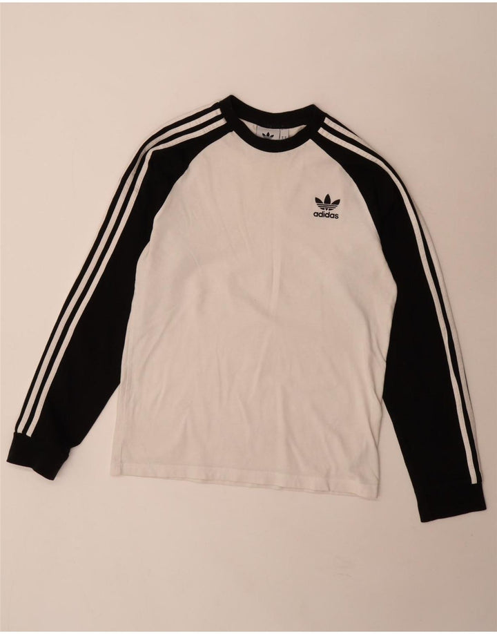 Męska koszulka Adidas z długim rękawem, średnia biała, bawełniana w bloki kolorów