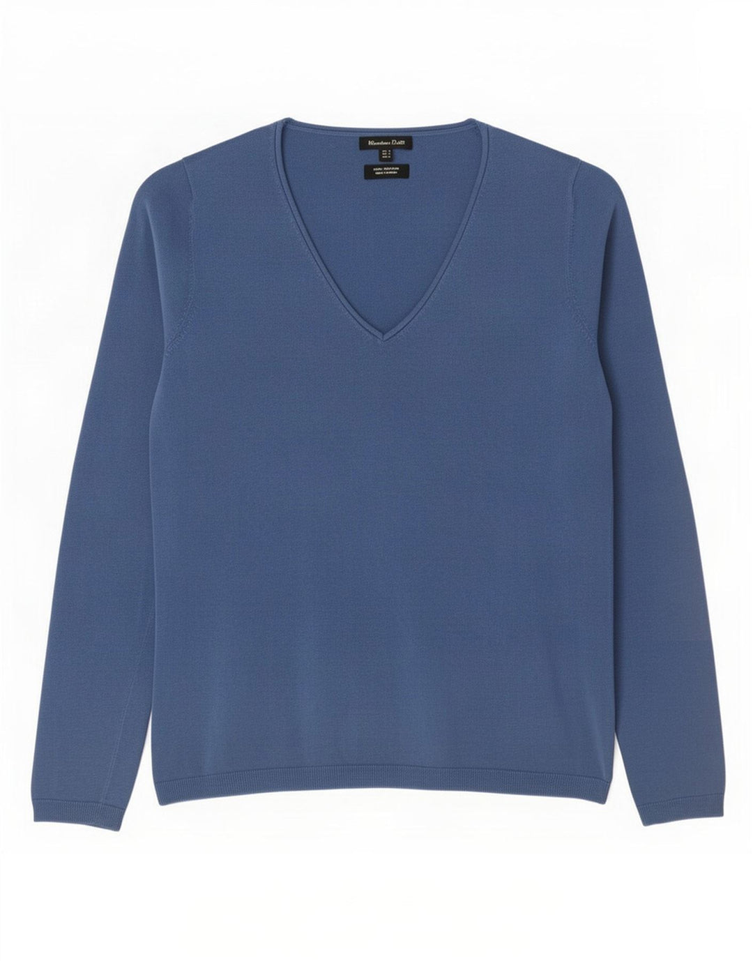 Sweter damski Massimo Dutti z dekoltem w kształcie litery V, UK 10, mały, niebieski, bawełniany
