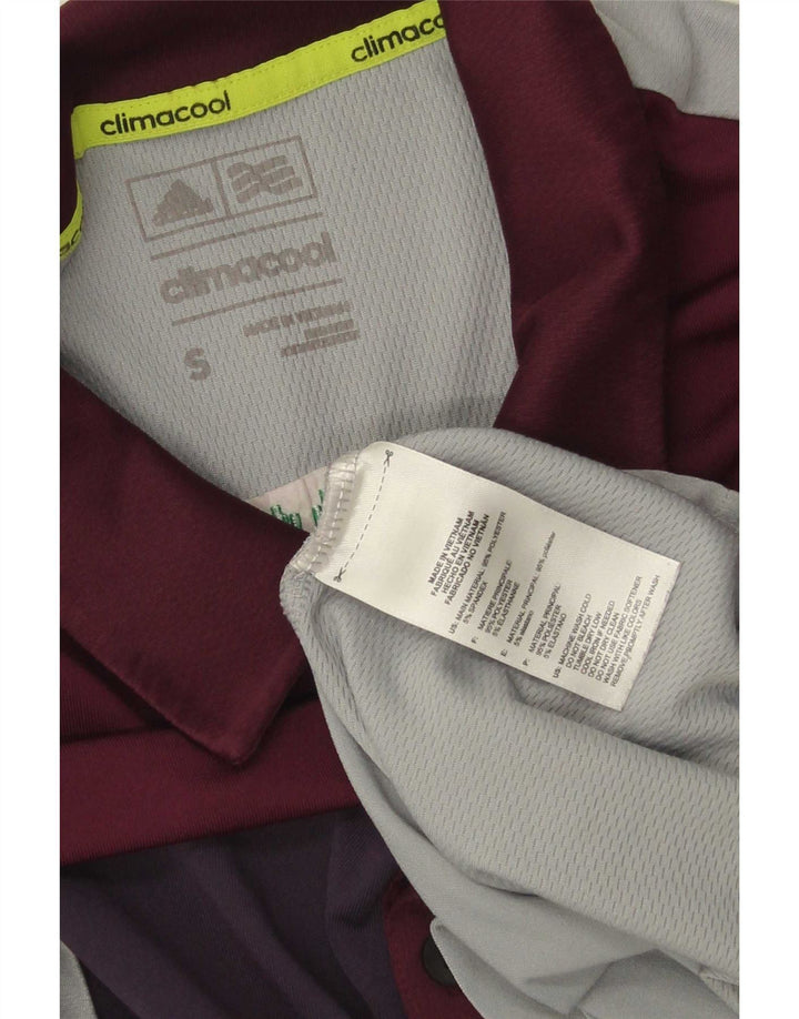 Męska koszulka polo Adidas Climacool, mała, szara, z blokami kolorów, poliester