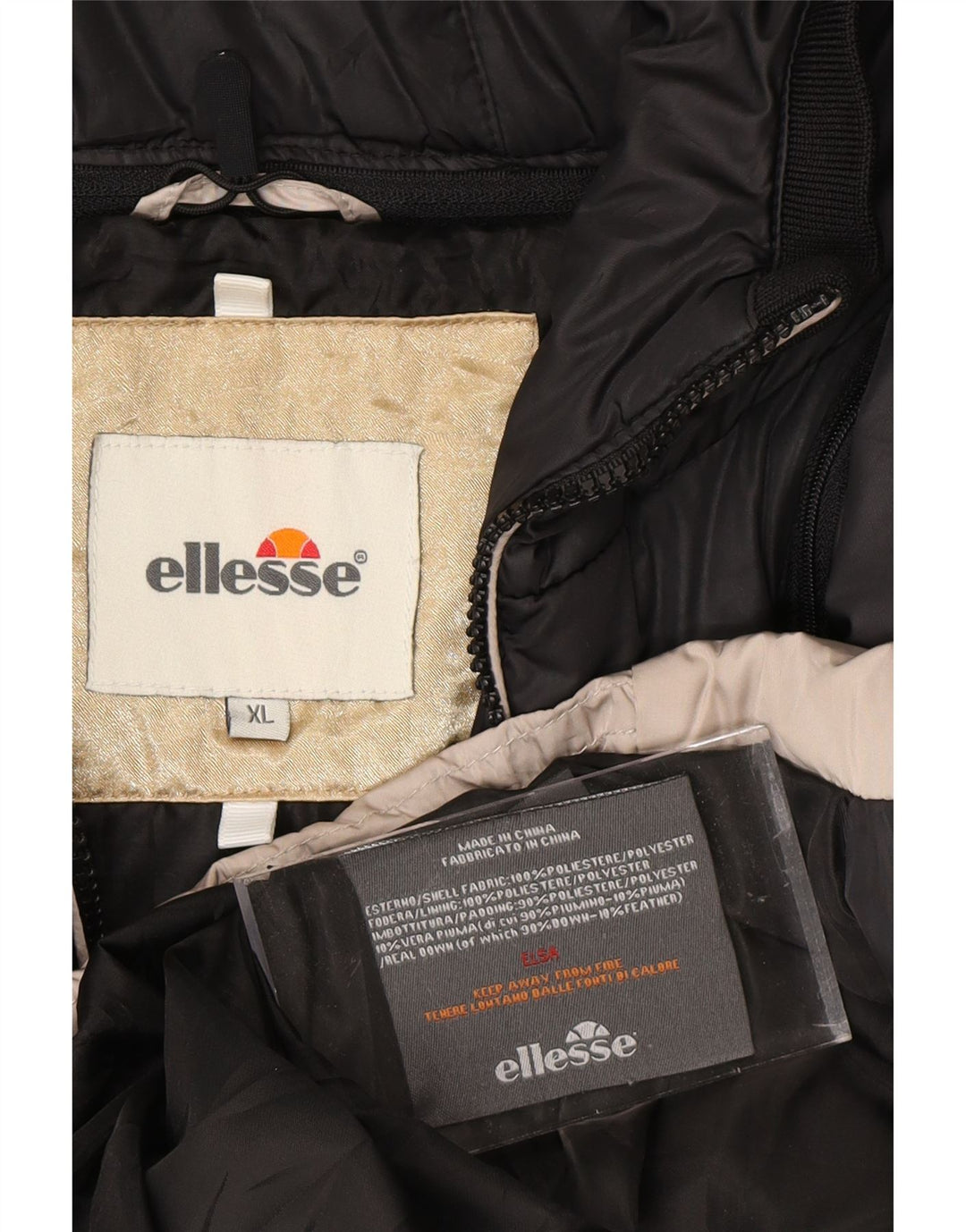 ELLESSE Womens Hooded Padded Jacket UK 18 XL Grey Polyester