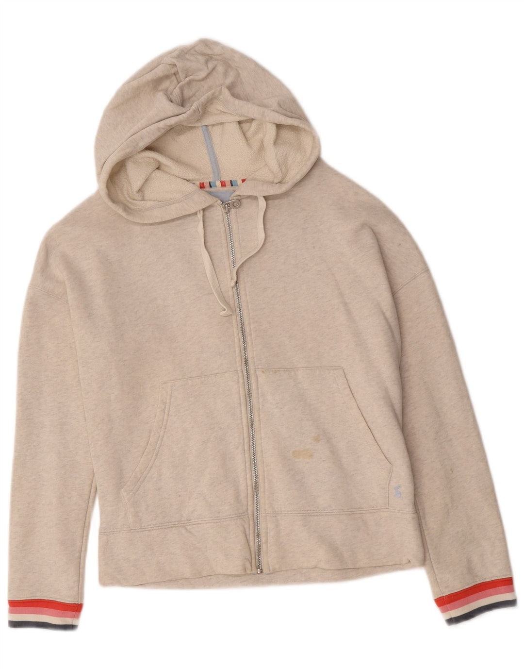 Damski sweter oversize z kapturem i zamkiem błyskawicznym Joules UK 10, mały beżowy poliester