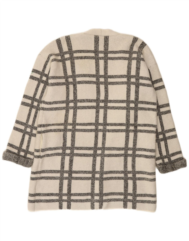 Sweter damski Marks & Spencer Longline Cardigan UK 16, duża, biała krata