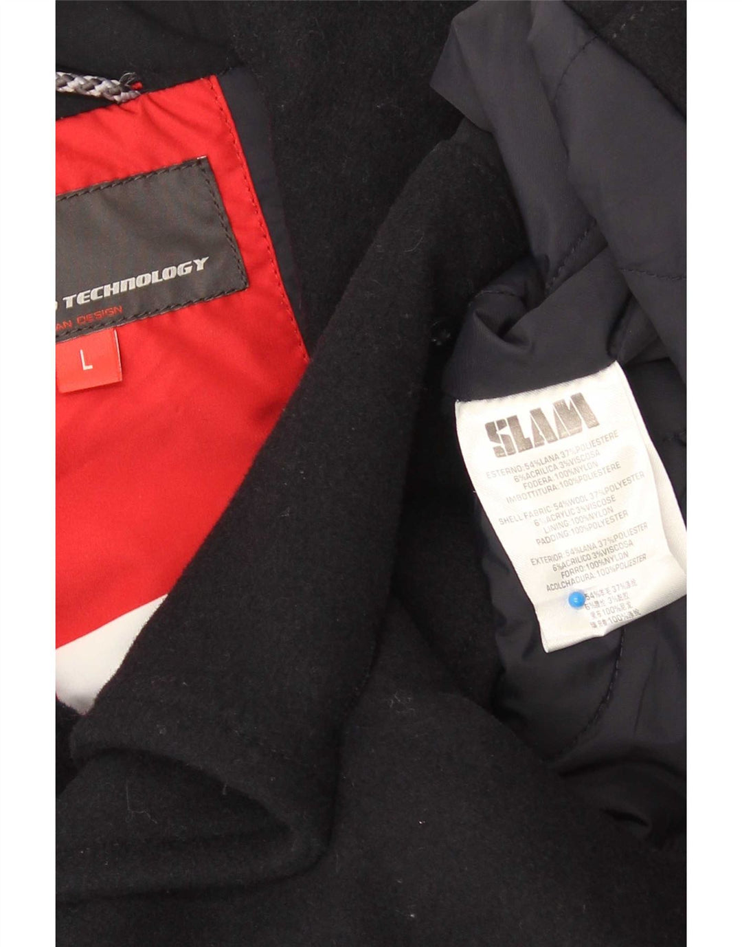 Płaszcz męski Slam Pea Coat UK 40, duży, granatowy, wełniany
