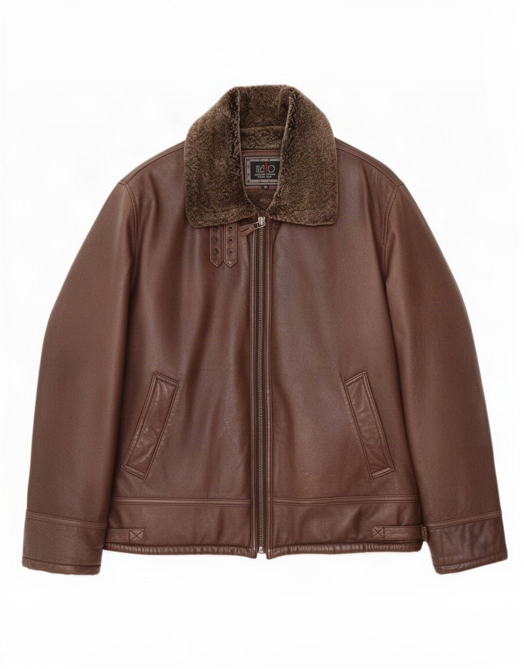Męska kurtka shearling Itallo IT 50, duża brązowa skóra