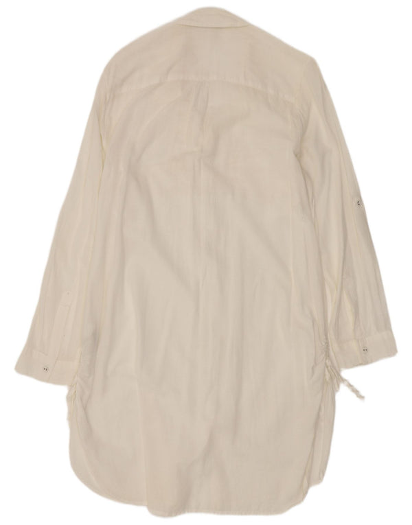 Marks & Spencer Womens Shirt Dress UK 12 Medium White Cotton