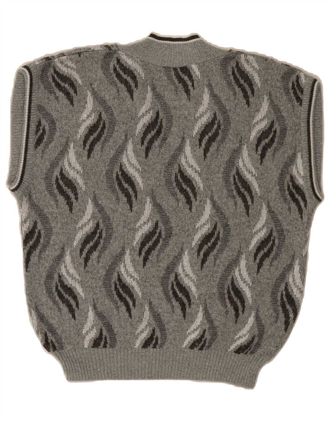 VINTAGE Womens Abstract Pattern V-Neck Jumper Sweater IT 46 Small Grey Vintage Vintage and Second-Hand Vintage from Messina Hembry 