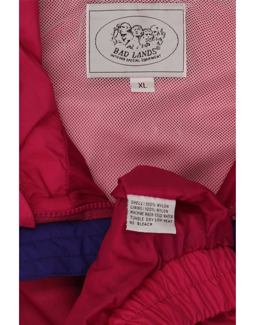 Męska kurtka przeciwdeszczowa Bad Lands UK 42 XL, różowy nylon z blokami kolorów