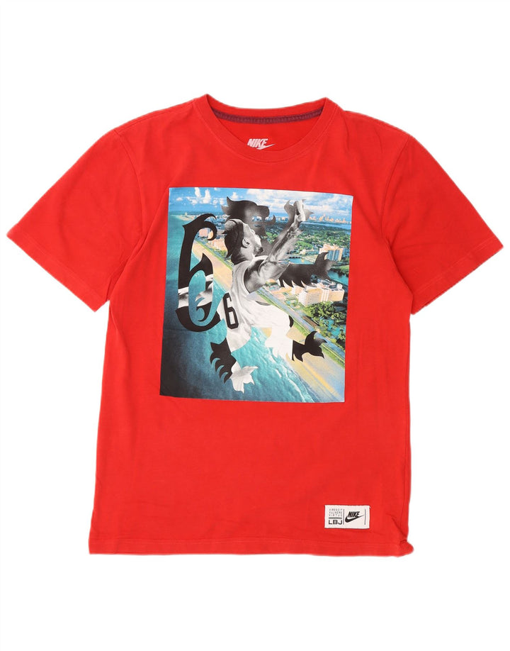 Męski T-shirt Nike o regularnym kroju z grafiką, mały, czerwony, bawełniany