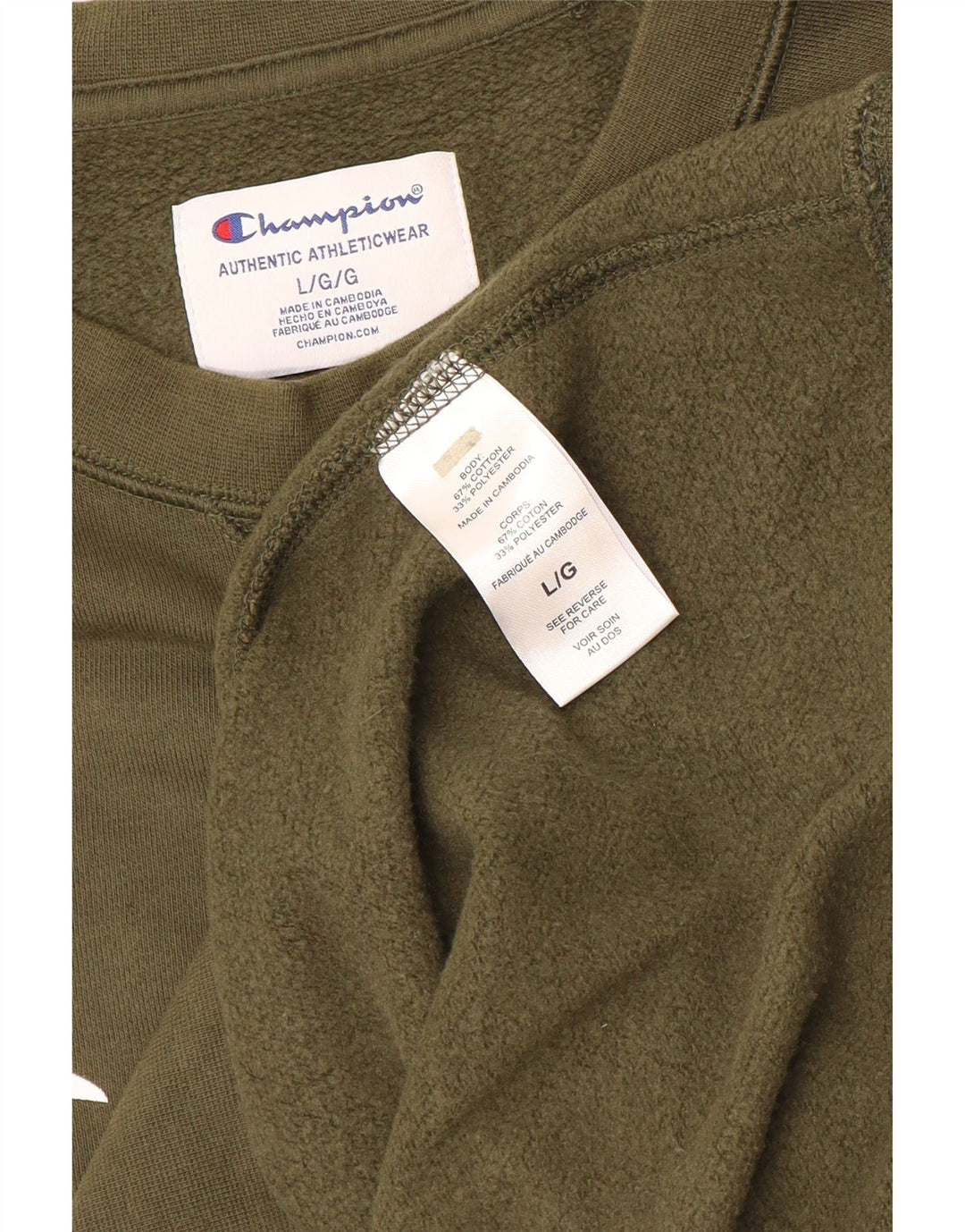 Męski sweter z grafiką Champion, duży, bawełniany khaki