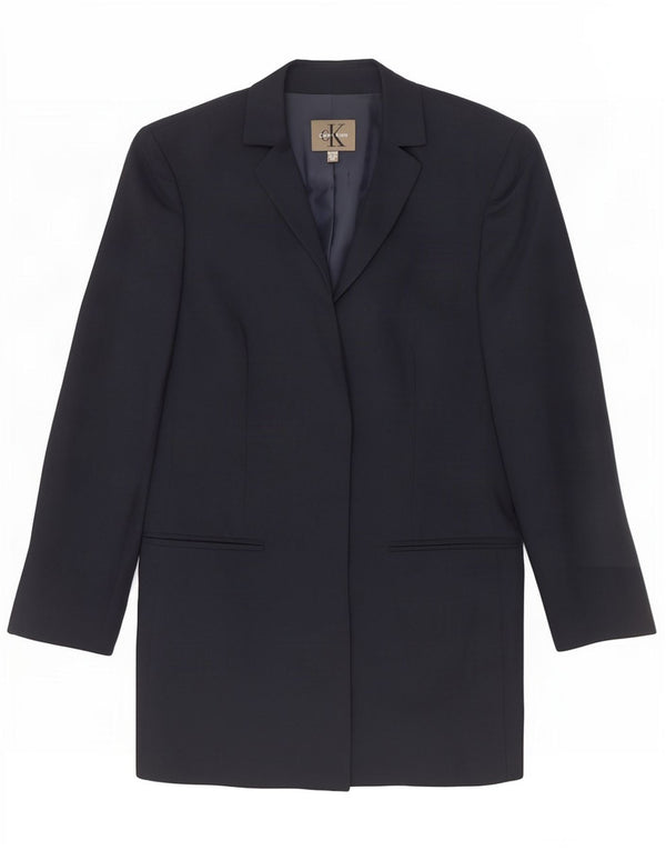 Calvin Klein Womens Longline Blazer Jacket EU 40 Medium Navy Blue