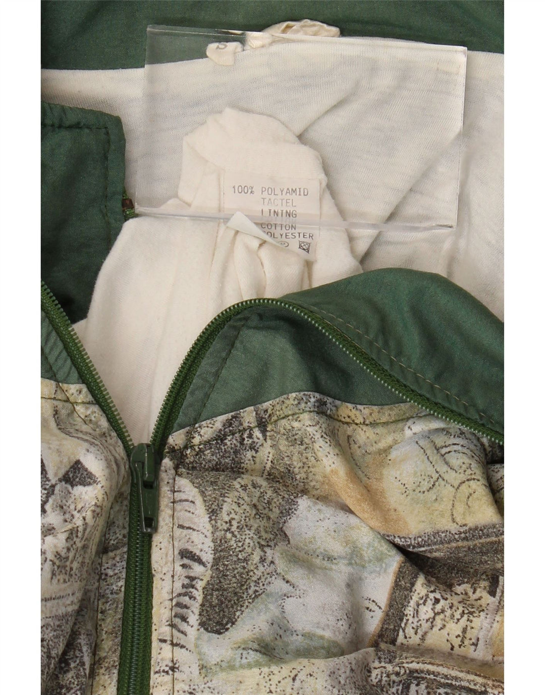 Męska kurtka dresowa o luźnym kroju w stylu VINTAGE, mała, khaki, poliamid