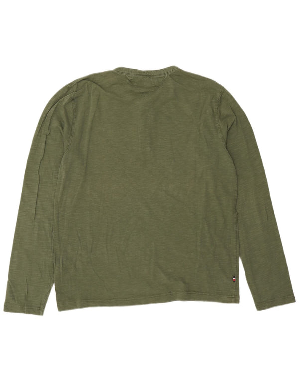 Tommy Hilfiger Męski top z długim rękawem XL, bawełniany khaki