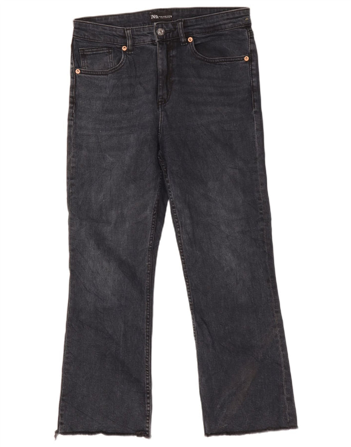 Damskie jeansy typu bootcut Zara z wysokim stanem EU 40 Medium W30 L25 czarne