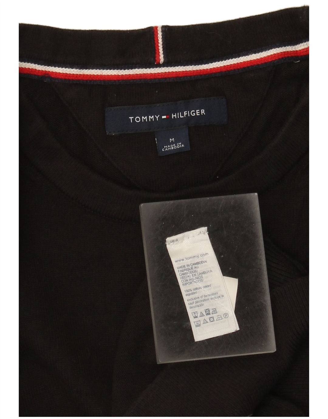 Męski sweter z okrągłym dekoltem Tommy Hilfiger, średniej wielkości, czarny, bawełniany