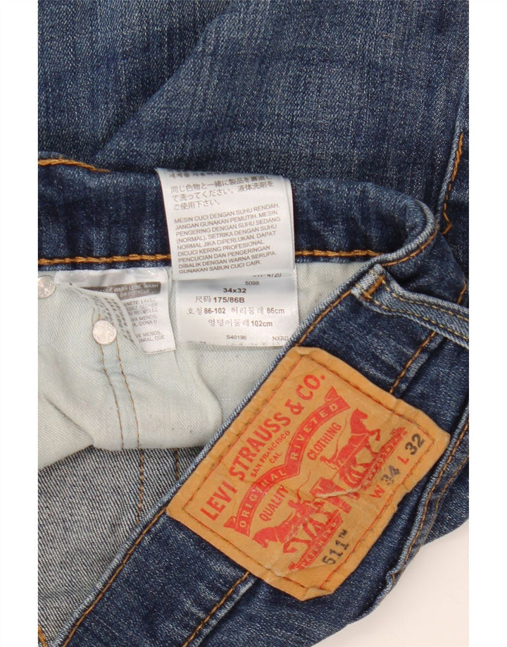 Męskie spodenki jeansowe LEVI'S 511 W34, duże, niebieskie, bawełniane