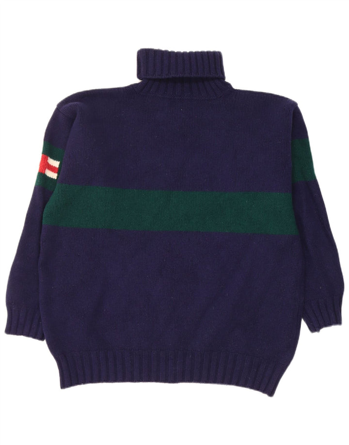 Sweter damski Hackett z wywijanym dekoltem UK 18 XL, granatowy, wełniany z blokami kolorów