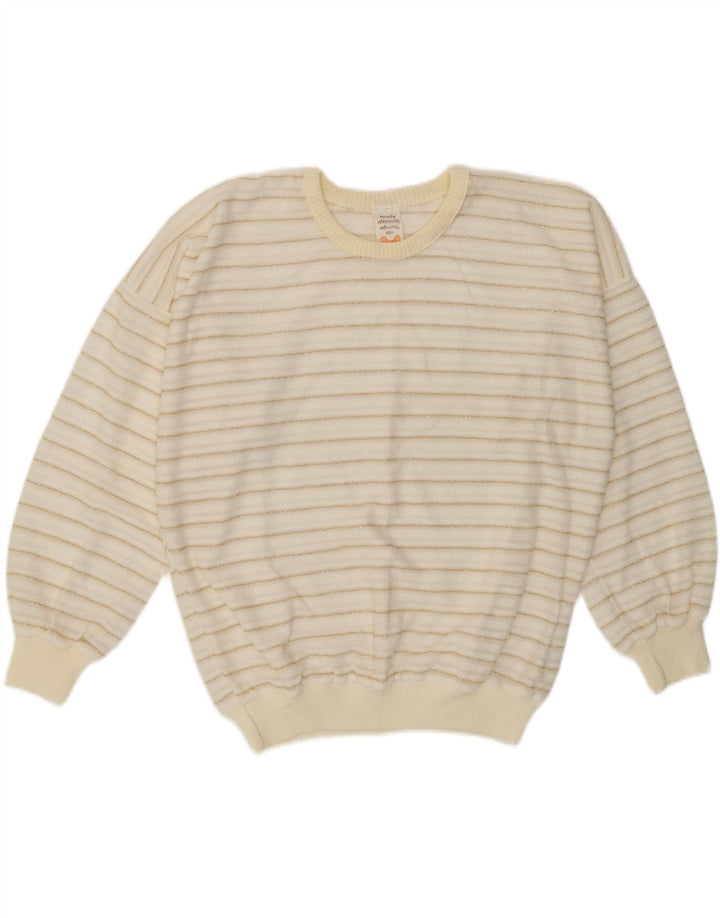 Sweter damski w stylu vintage z okrągłym dekoltem EU 42, duże białe paski