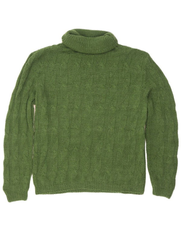 Vintage męski sweter z wywijanym dekoltem, mały zielony