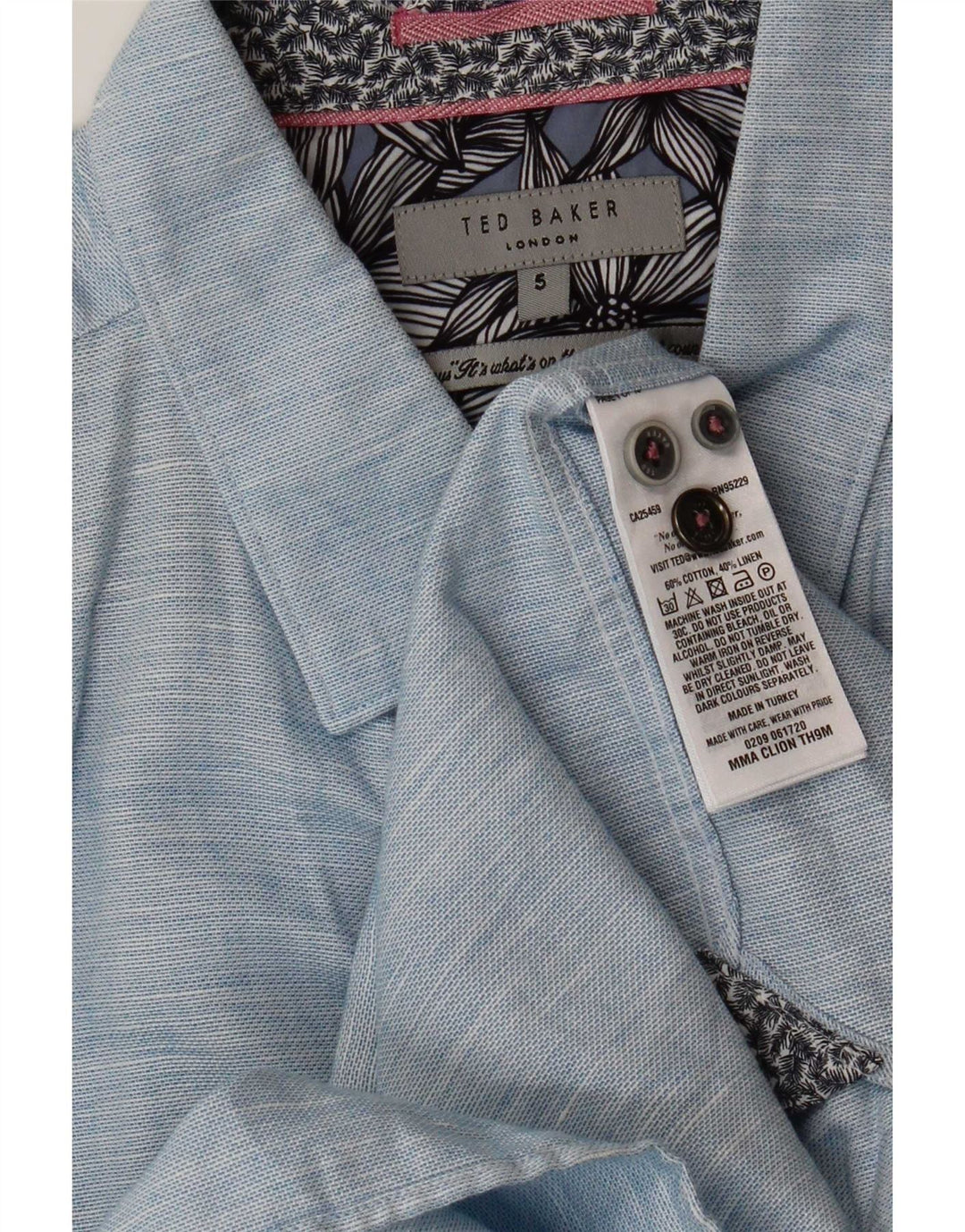 Ted Baker Męska koszula z krótkim rękawem, rozmiar 5 XL, niebieska, bawełniana w plamki