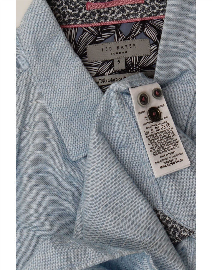 Ted Baker Męska koszula z krótkim rękawem, rozmiar 5 XL, niebieska, bawełniana w plamki