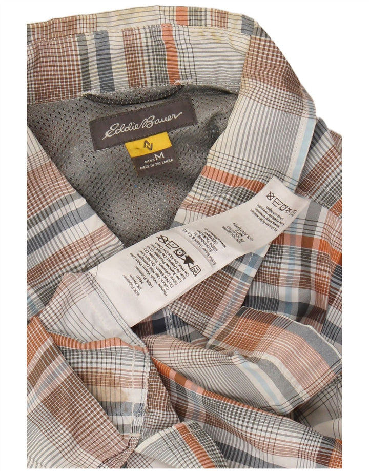 Koszula męska z krótkim rękawem EDDIE BAUER, poliester w średnią wielobarwną kratkę