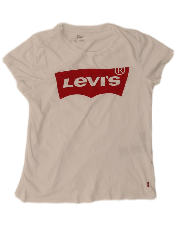 Damska koszulka z grafiką Levi's Top UK 12 Średnia biała bawełna