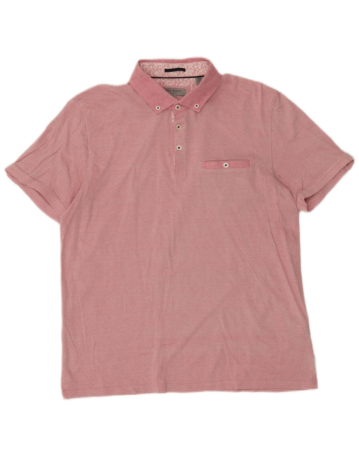 Męska koszulka polo Ted Baker, rozmiar 4, duża, różowa, bawełniana w jodełkę