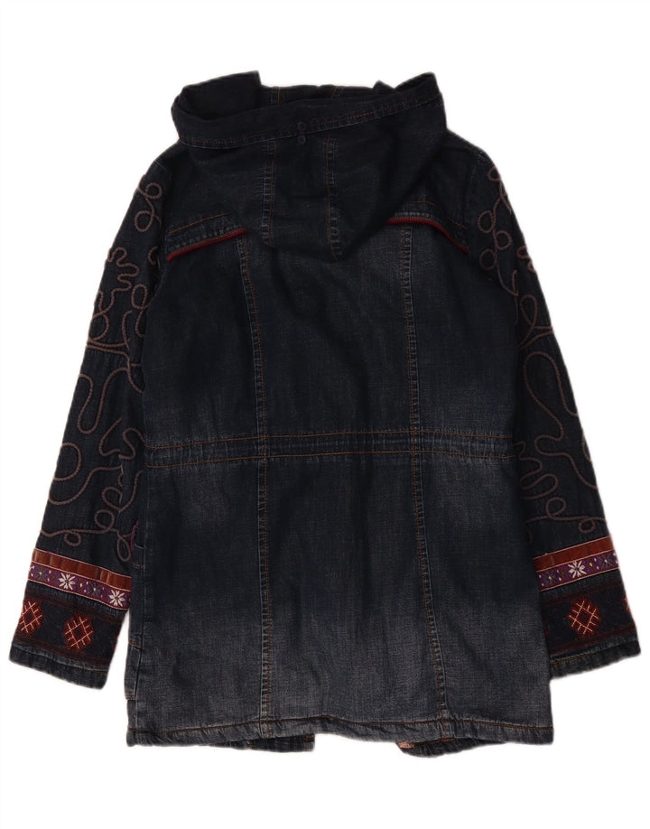 Desigual damski oversize'owy płaszcz dżinsowy Graphic EU 36, mały, granatowy w kwiaty