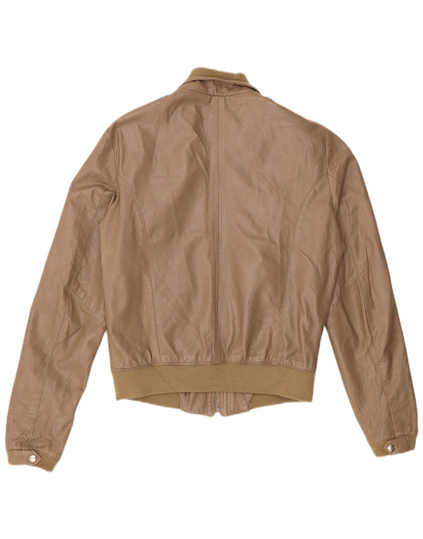 Vintage damska kurtka skórzana bomber UK 18 XL, skóra khaki