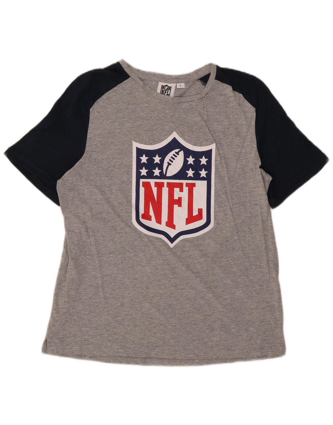Męski T-shirt z grafiką NFL, duży, szary, bawełniany blok kolorów