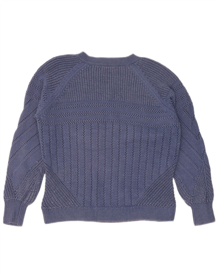 Marks & Spencer Damski sweter z dekoltem w kształcie litery V, UK 14, średni niebieski, bawełniany