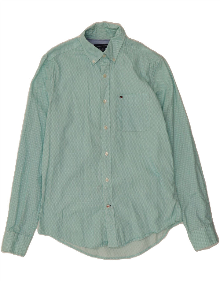 TOMMY HILFIGER Mens Abstract Pattern Shirt XS Turquoise Cotton 80s Vintage Tommy Hilfiger and Second-Hand Tommy Hilfiger from Messina Hembry 