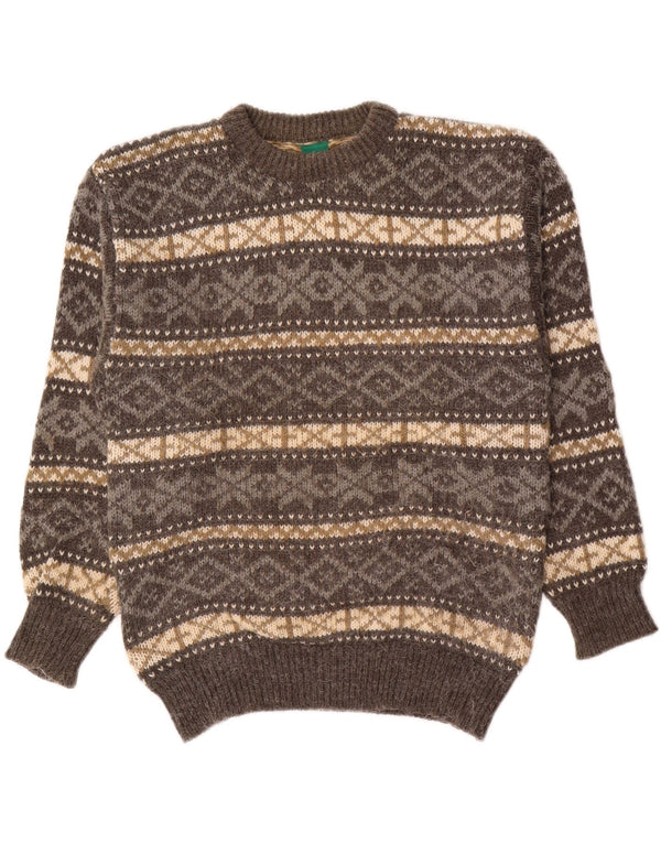 Canda Męski sweter z okrągłym dekoltem EU 52/54, duży, szary, akryl Fair Isle
