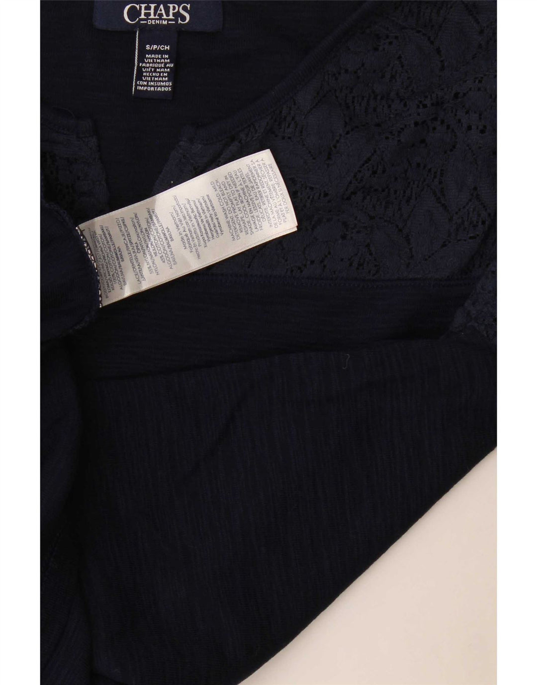 Bluzka damska Chaps Top UK 10, mała, granatowa, z bawełny w kwiaty