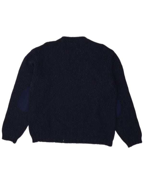 Męski sweter z wycięciem pod szyją Benetton, duży granatowy Argyle/Diament