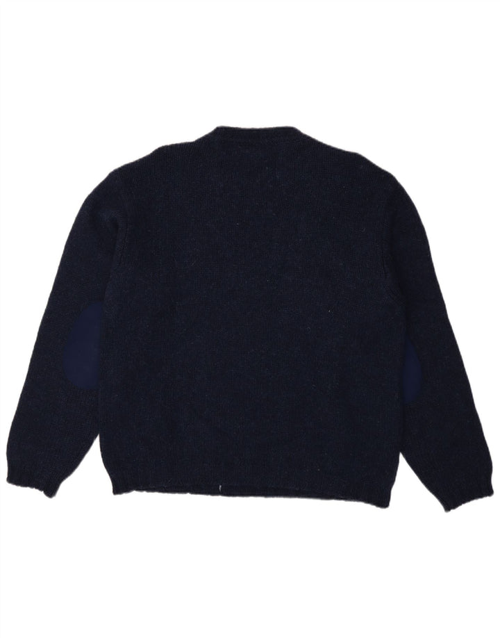 Męski sweter z wycięciem pod szyją Benetton, duży granatowy Argyle/Diament