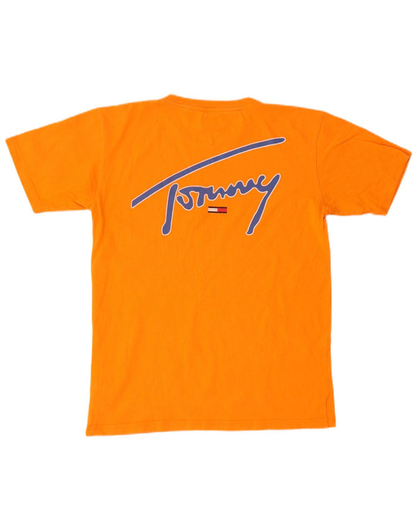 Męski T-shirt z grafiką Tommy Hilfiger, mały, pomarańczowy, bawełniany