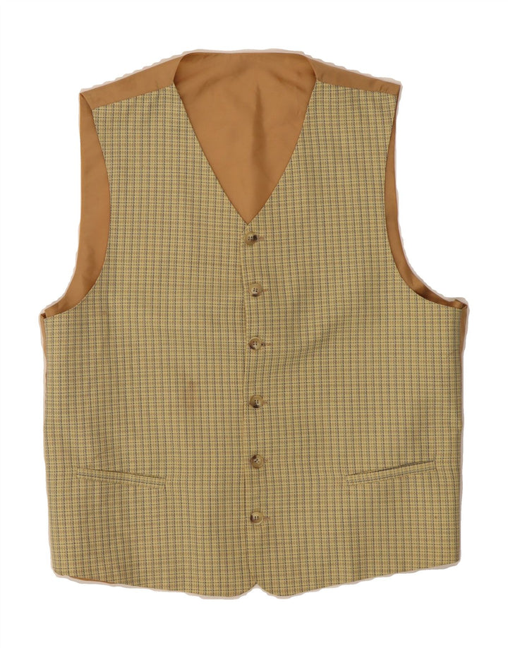 VINTAGE Womens Waistcoat IT 54 3XL Yellow Check Vintage Vintage and Second-Hand Vintage from Messina Hembry 