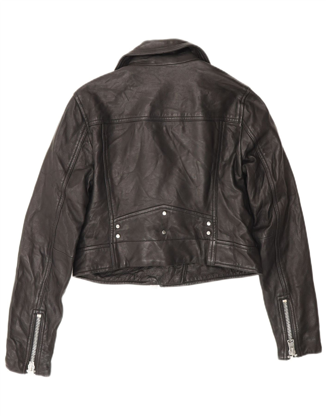 Damska kurtka motocyklowa All Saints Crop Leather UK 4 XS, czarna skóra
